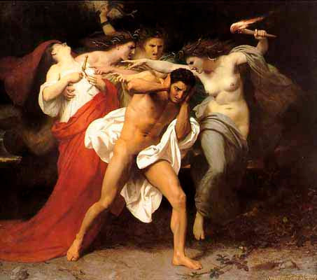 Những nữ thần trả thù Erinyes gồm 3 chị em: Alecto (có nghĩa tức giận), Megaera (có nghĩa hằn học) và Tisiphone (có nghĩa báo thù).