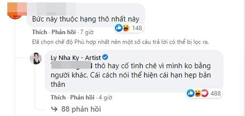 Lý Nhã Kỳ liên tục đáp trả những bình luận kém duyên.