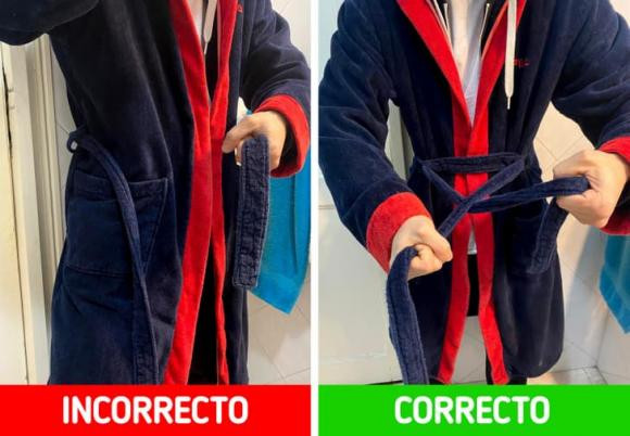 Để làm cho chiếc áo choàng tắm của bạn vừa vặn hơn, hãy đặt dây thắt lưng ở phía trước thay vì phía sau.