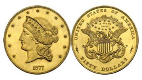 2. Half Union 1877, giá 15 triệu USD: Viện Smithsonian ở Mỹ đang sở hữu 2 phiên bản của đồng tiền này là J-1546 và J-1548. Half Union ban đầu chỉ có mệnh giá 50 USD, nhưng đến nay, giá của nó đã tăng lên tới 15 triệu USD.