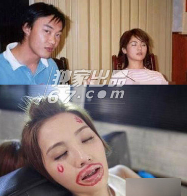 Nữ ca sĩ Thái Trác Nghiên ngủ gật bị bạn “chơi xỏ” vẽ cả lên mặt.