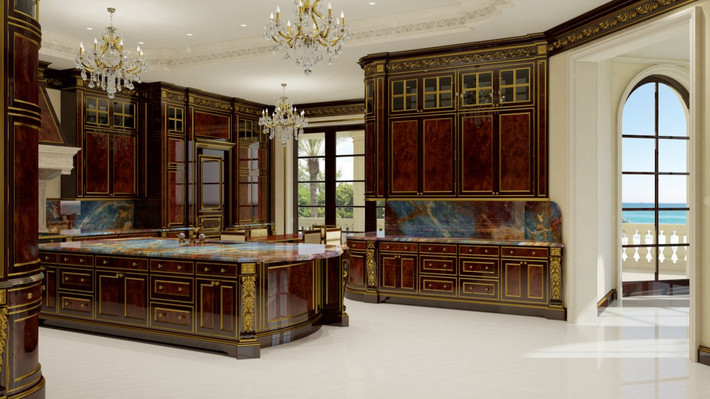 Phòng bếp với không gian rộng rãi, sang trọng.