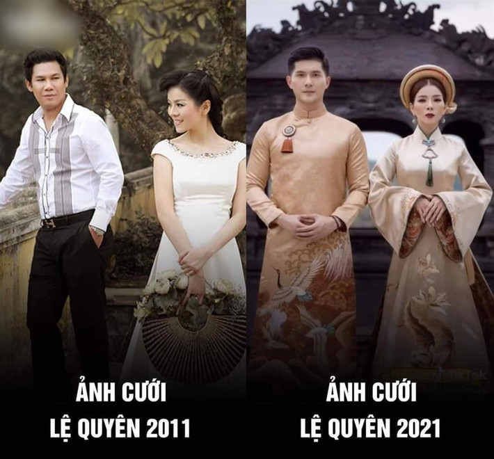 Thậm chí trong một group về showbiz, có người còn đem ảnh cưới với chồng cũ của Lệ Quyên ra để so sánh.