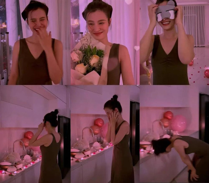 Đông Nhi từ hạnh phúc đến hết hồn khi đón nhận quà Valentine, là một bồn chén bát chưa rửa. "Trong chuỗi 14 năm Valentine cùng nhau, thì năm nay là năm khiến mình sốc nhất. Cảm ơn chồng đã cất công dàn dựng để tặng món quà này cho vợ", cô nói về Ông Cao Thắng.