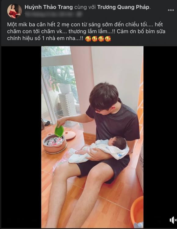 Lần đầu làm ba nhưng nam diễn viên chăm con rất khéo.
