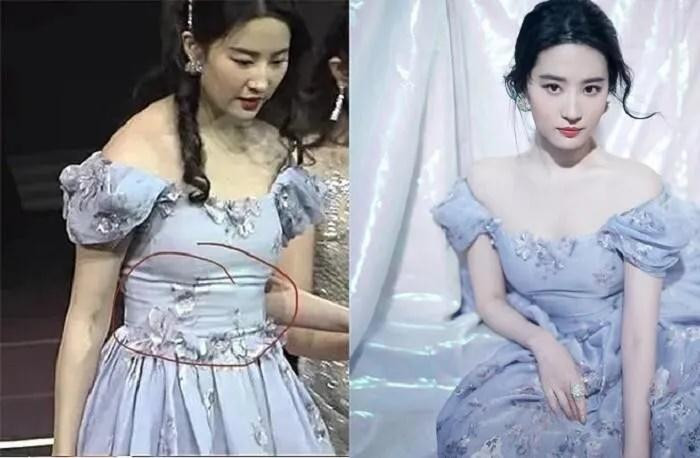 rước đó, Lưu Diệc Phi nhiều lần để lộ thân hình phát tướng khác hẳn những bức ảnh đã qua hậu kì.