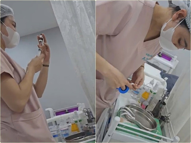Nhân viên Thẩm mỹ Adora chuẩn bị truyền hoạt chất được cho là NMN cho khách hàng. anh-2.jpg