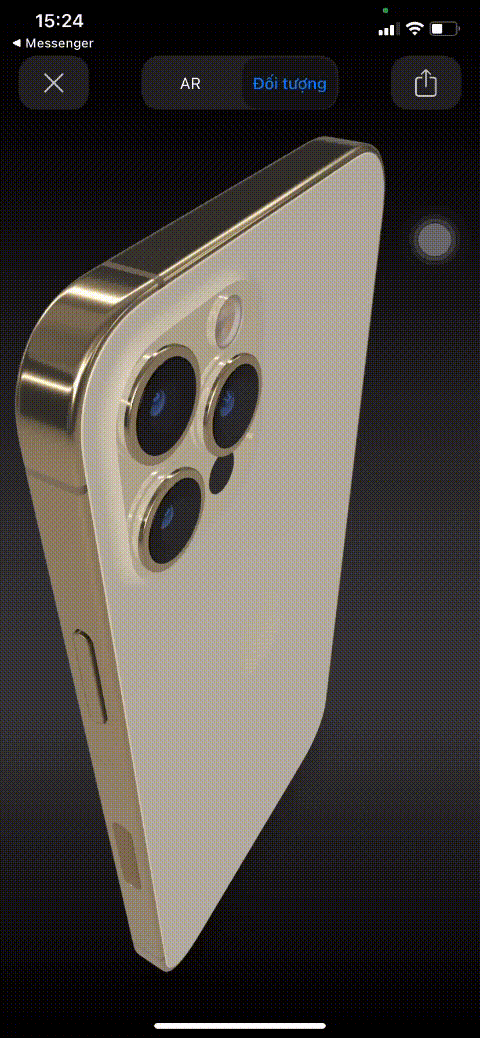 Có thể quay các chiều để xem chi tiết từng góc cạnh của chiếc iPhone 12 Pro.