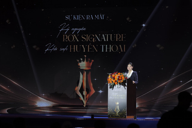Bà Lê Thu Trang, Tổng Giám đốc ROX Signature phát biểu tại lễ ra mắt thương hiệu và giới thiệu dự án. anh-2.jpg
