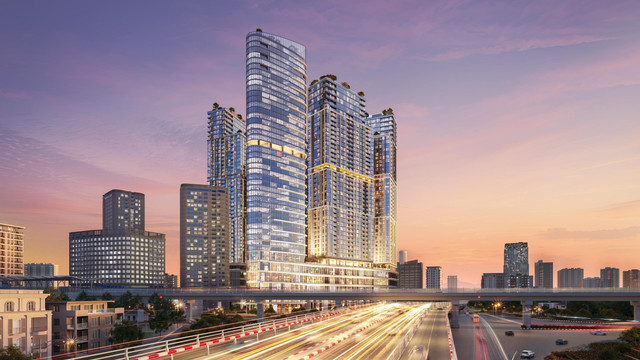 5 tòa tháp Sun Feliza Suites nổi bật với kiến trúc độc đáo lấy cảm hứng từ “Ngũ Phúc” (Ảnh: Sun Property). s1.jpg