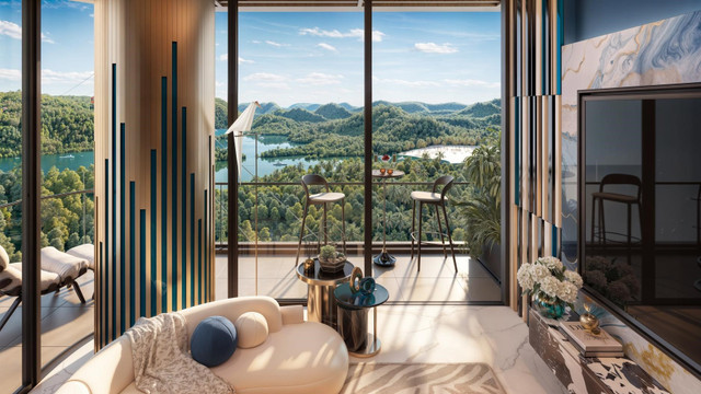 Khoảng ban công 1,2m được thiết kế như một "góc chill" lý tưởng giữa tầng không (Ảnh: Sun Property). 33.jpg