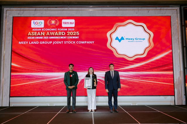 Meey Group nhận giải thưởng Top 10 Thương hiệu Tiêu biểu ASEAN 2025. Ảnh: Meey Group 22.jpg