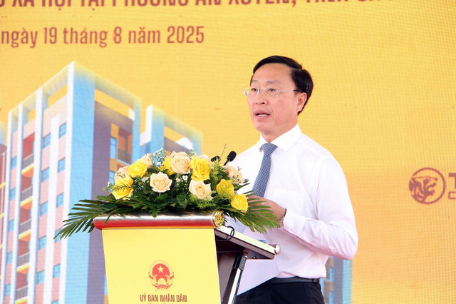 Ông Huỳnh Hữu Trí, Ủy viên Ban Thường vụ Tỉnh ủy, Phó Chủ tịch UBND tỉnh Cà Mau phát biểu tại lễ khởi công 3.jpg