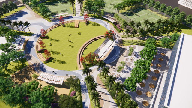 Cách Công viên thể thao chỉ 32m, Park Residence sở hữu “phòng thể dục khổng lồ” ngoài trời. (Ảnh: Sun Property) 2.png