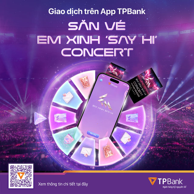 TPBank mang đến Chương trình “Vòng Quay Em Xinh” với vô vàn cơ hội săn vé concert Em Xinh “Say Hi” cực đỉnh. 2222.png