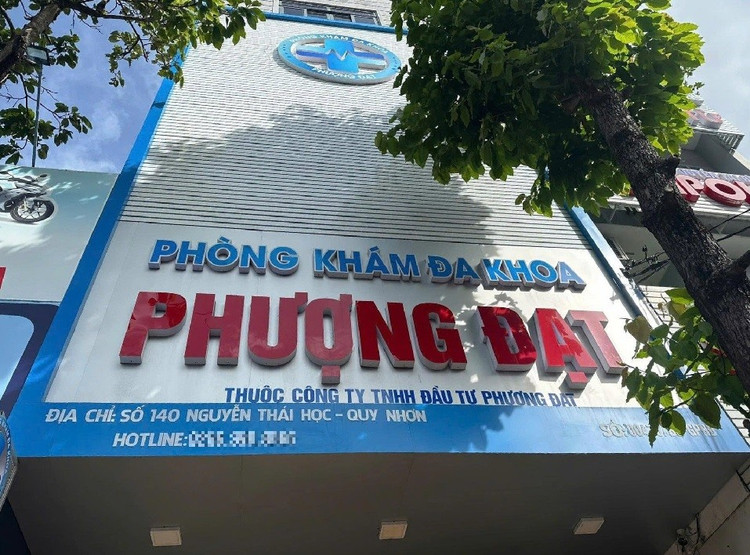 Trụ sở Phòng khám Đa khoa Phượng Đạt thuộc Công ty TNHH Đầu tư Phượng Đạt tại số 140 Nguyễn Thái Học, phường Quy Nhơn - Ảnh nguồn Facebook/ Báo Công lý anh-phong-kham.jpg