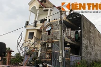 Cận cảnh nhà 4 tầng đang hoàn thành thì bị sập