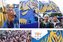 Giới trẻ Vinh ùn ùn đội mưa vượt tường Tiger cao nhất Việt Nam