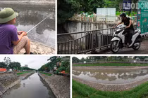 Nước sông Tô Lịch đổi màu từ đen sang nâu: Người dân nói gì?