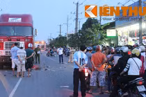 Thi thể nam thanh niên mắc kẹt dưới bánh container