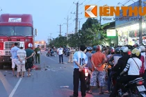 Thi thể nam thanh niên mắc kẹt dưới bánh container