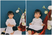 Cưng muốn xỉu bé gái mặc áo dài chụp Tết chuẩn “thiên thần nhí“