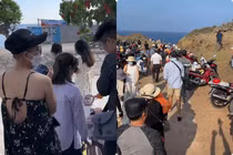 Đảo Phú Quý quá tải dịp nghỉ lễ, 1 người chụp tá người nhìn