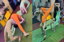 Ba người phụ nữ diễn yoga trên sân khấu tiệc cưới gây “nóng mắt“
