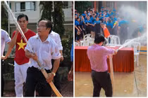 Ngày bế giảng, thầy hiệu phó chơi lớn cùng học sinh cuối cấp