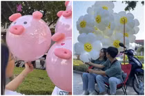 Giới trẻ thích thú trào lưu check in bóng bay khắp hồ Tây