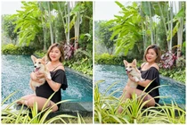 MC Hoàng Linh mặc áo tắm khoe bụng bầu, lộ hình xăm “khủng“