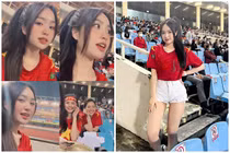 Ngồi cạnh Trâm Anh trên sân Mỹ Đình, gái xinh bị soi “info“