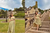Cựu hot girl đình đám hoá nàng thơ dạo chơi trong lâu đài Anh