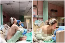 Gái xinh hứng trọn “gạch đá” vì khoe ngực trần ngay tại bệnh viện