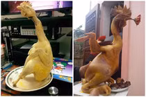 Những “siêu phẩm” gà cúng ngày Tết nhìn vừa tức vừa buồn cười