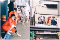 Đám cưới mùa lũ, cô dâu chú rể phải lội nước cực hài hước