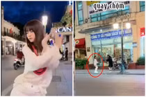 Bị quay lén trên phố Tràng Tiền, Lê Bống lộ vóc dáng thật 