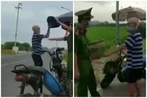 Cầm mũ cối làm loạn chốt kiểm dịch, cụ ông khiến netizen bức xúc