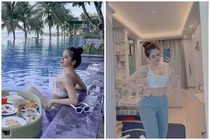 Check-in hồ bơi, vợ cũ Huy Cung gây chú ý vì vòng 1 “khủng“