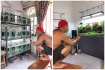 Giãn cách xã hội, người đàn ông câu cá trong bể cực sốc