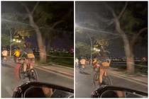 Ăn mặc phản cảm đạp xe hồ Tây, cô gái làm netizen ngán ngẩm