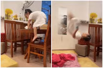 Bà mẹ trẻ tá hỏa với màn nhào lộn trên không của con gái