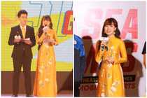 Diện áo dài vàng, MC Ngô Thảo Trang gây ấn tượng với nước bạn