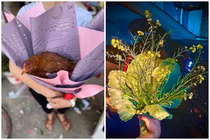 Bó hoa thực tế nhất Valentine, chị em nhận được cả đôi đường