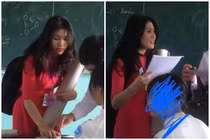 Bị học sinh chụp lén, cô giáo thực tập bỗng "nổi như cồn"
