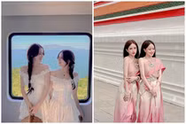 Lộ diện cặp chị em song sinh gốc Huế đẹp tựa tiên nữ