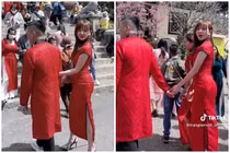 Trang Nemo mặc đồ bó sát đi chùa đầu năm gây tranh cãi