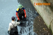 Ngụp lội trong bùn thối chống ngập lụt