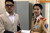 Nữ CSGT xinh đẹp trả iPhone 6 cho người đánh rơi