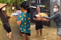 Thủy Tiên kêu gọi được 25 tỷ, tiếp tục lội nước trao quà